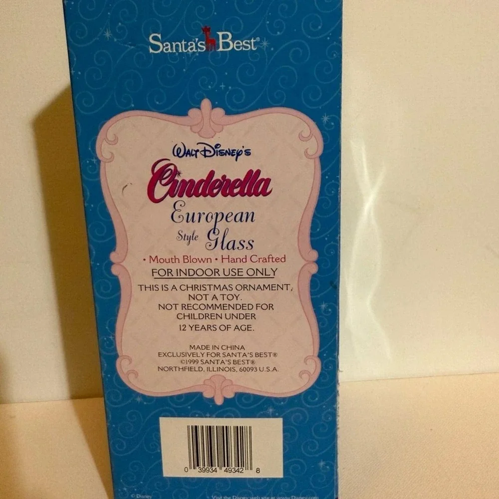 Walt Disney Cinderella & Prince European Glass Blown Christmas Ornament 6.5
